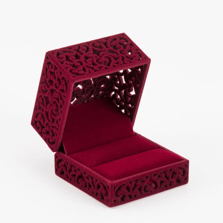Burgundy Filigree Ring Box J15F