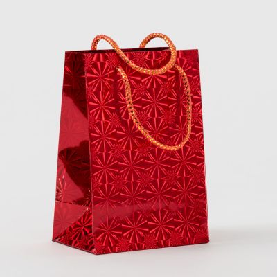 Red With Gold Foil Dots Extra Small Gift Bags - 6 Count